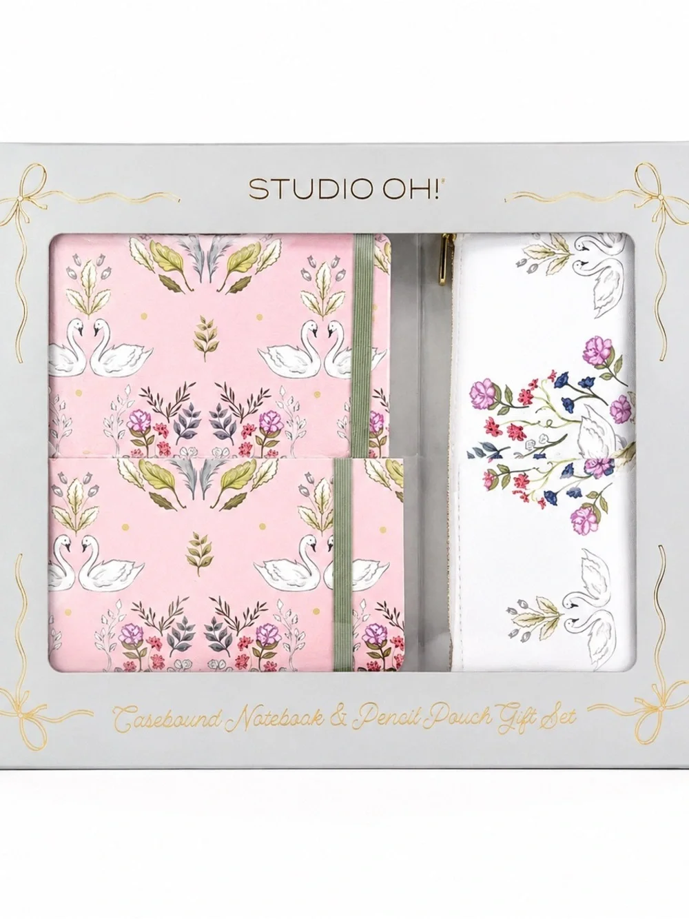 Studio Oh Elysian Swans Notebook & Pencil Pouch Gift Set Floral Journal Gift Set